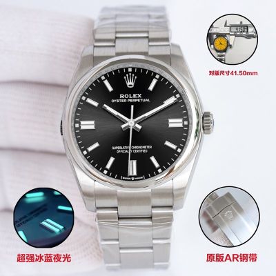C factory ROLEX Oyster Perpetual Replica with Black Dial 2836 Automatic Movement 41mm 36mm Watch